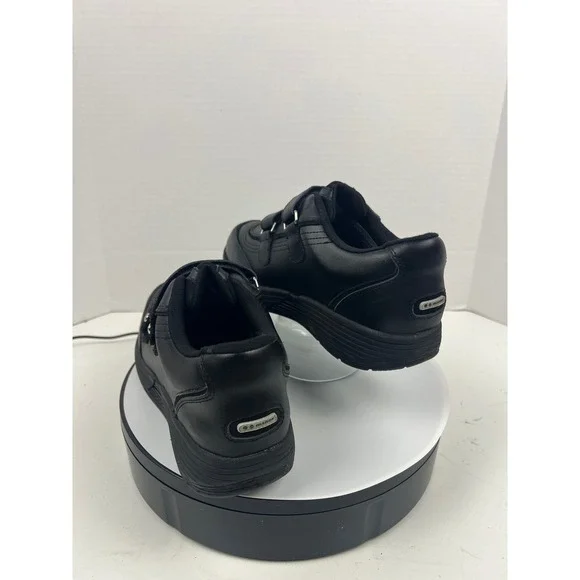 P W Minor Women's Black Leather Double Strap Arch Support Comfort Shoes Size 10